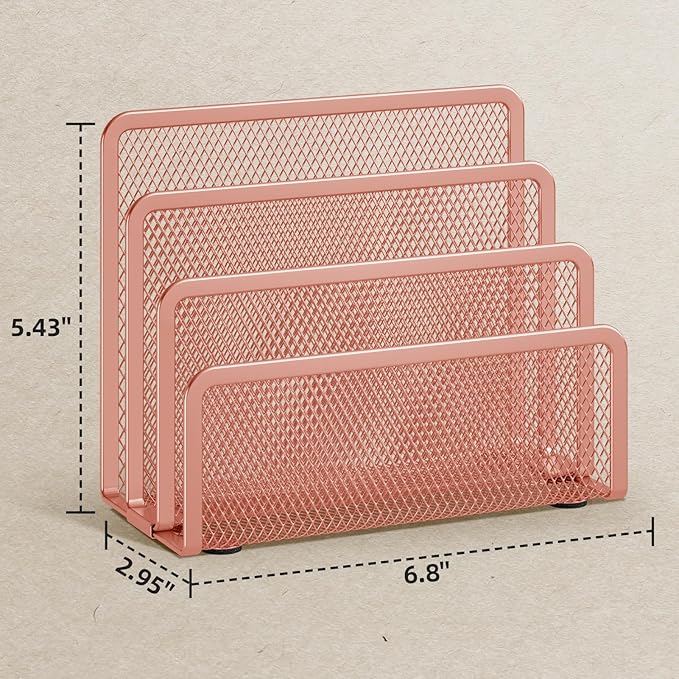 Marbrasse Mail Organizer for Desk, 3-Slot Mesh Metal Mail Holder countertop - Image 6