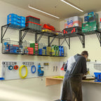 threehio 2 pack garage shelves wall mounted with shown in use