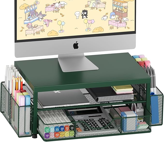 OPNICE Desk Organizers and Accessories, 2-Tier Computer Monitor Stand Riser by OPNICE
