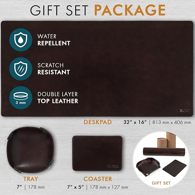Elizo Leather Desk Mat Desk Pad Blotter Set - Image 2
