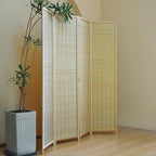 Furnnylane 4 Panel Bamboo Room Divider and Folding Panel Screen, Bamboo Panel - Image 4