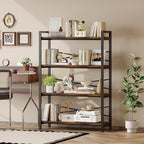 4 Tier Bookshelf 31.49" Width, Book Organizers and Storage, Wood and Metal Tall - Image 6