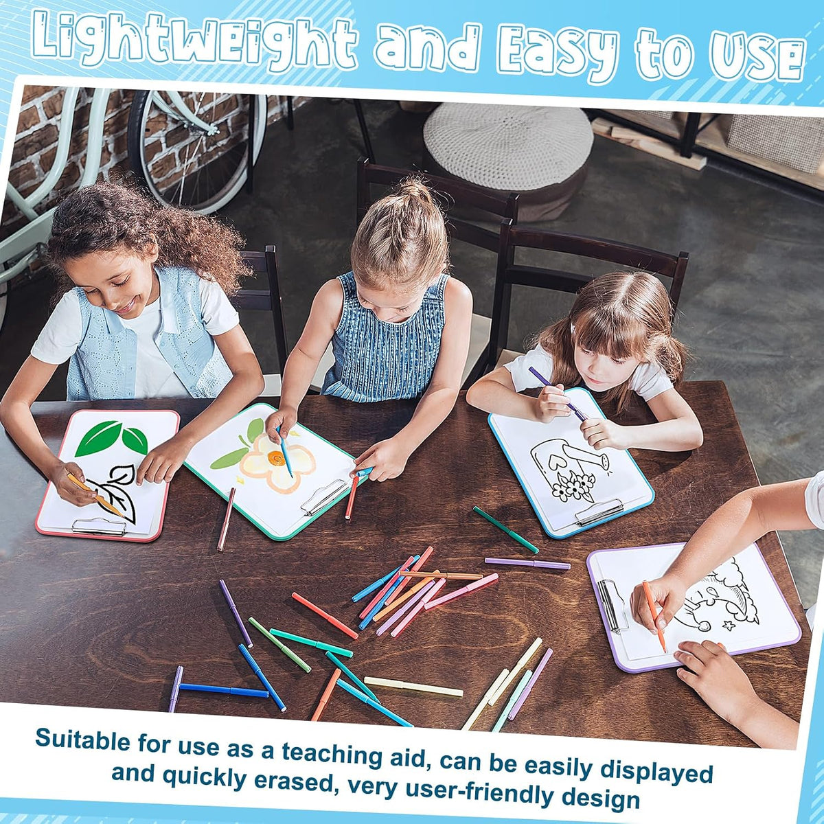 Seajan 4 Set Writing Slant Board with Stand, 15°-75° Desktop Whiteboard Dry E...