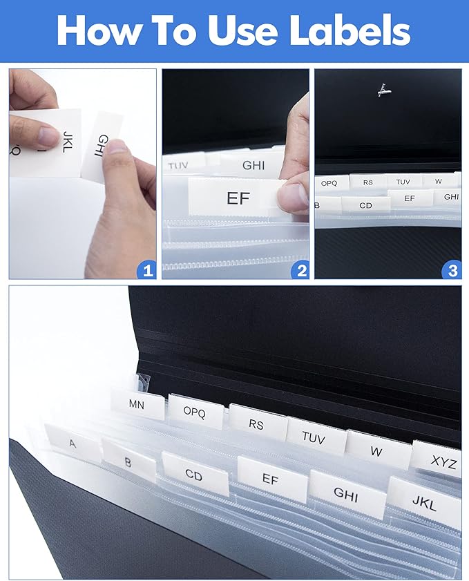 Expanding File Folder with Tabs, 13 Pockets File Organizer Accordion File - Image 4
