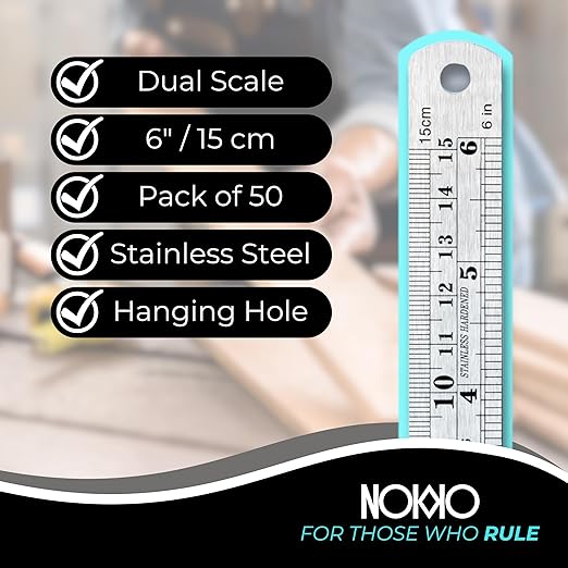 6 Inch Metal Ruler Bulk Set - Image 2