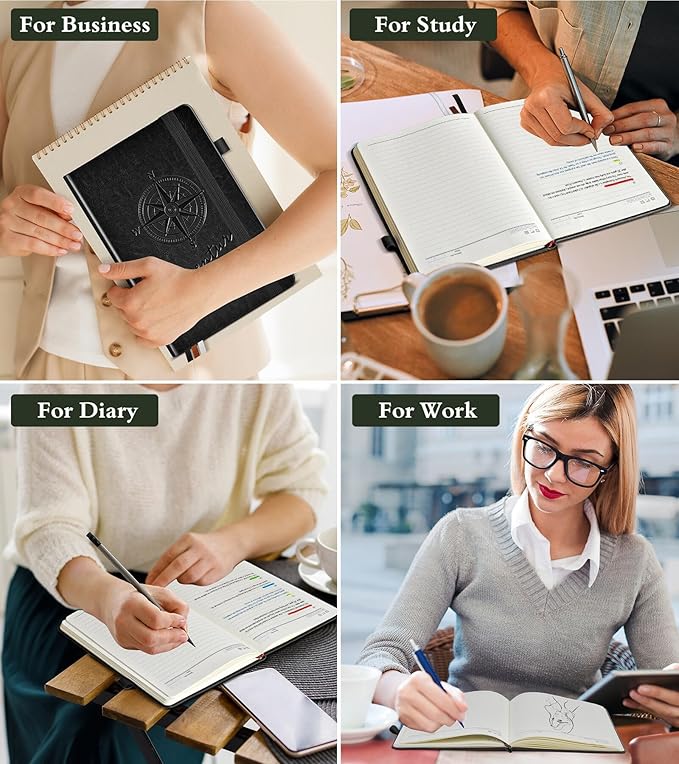PAIBAS Lined Journal Notebook for Women Men, 160 Pages, A5 Hardcover Vintage - Image 8