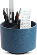 Hennaja Round Leather Art Supply Organizer, Remote Control Holder, 360 Degree by Hennaja