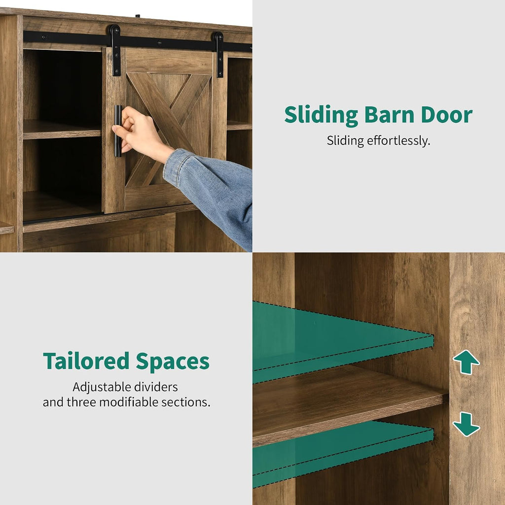 yitahome 67" farmhouse pantry with power outlet &, front angle view