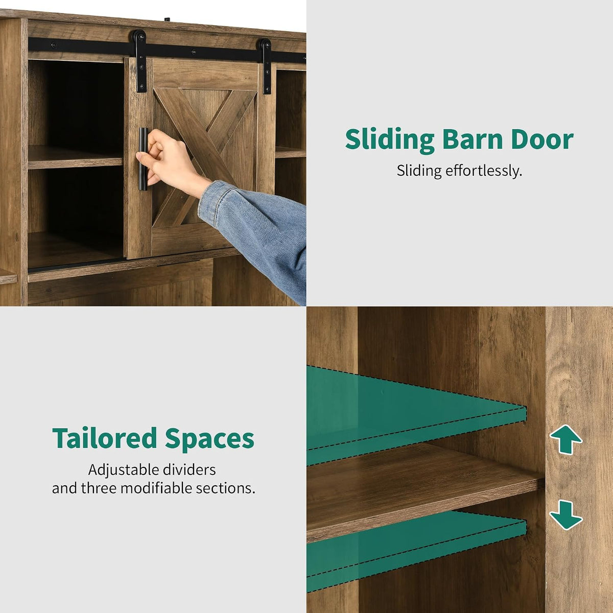 yitahome 67" farmhouse pantry with power outlet &, front angle view