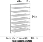 Regal Altair 21" Deep x 48" Wide x 74" Height Wire Shelving Kit | 8-Tier | NSF - Image 3