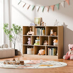 Cozy Castle Oak Bookshelf, 3-Tier Open Shelf Bookcase, 10 Cube Storage Organizer - Image 7