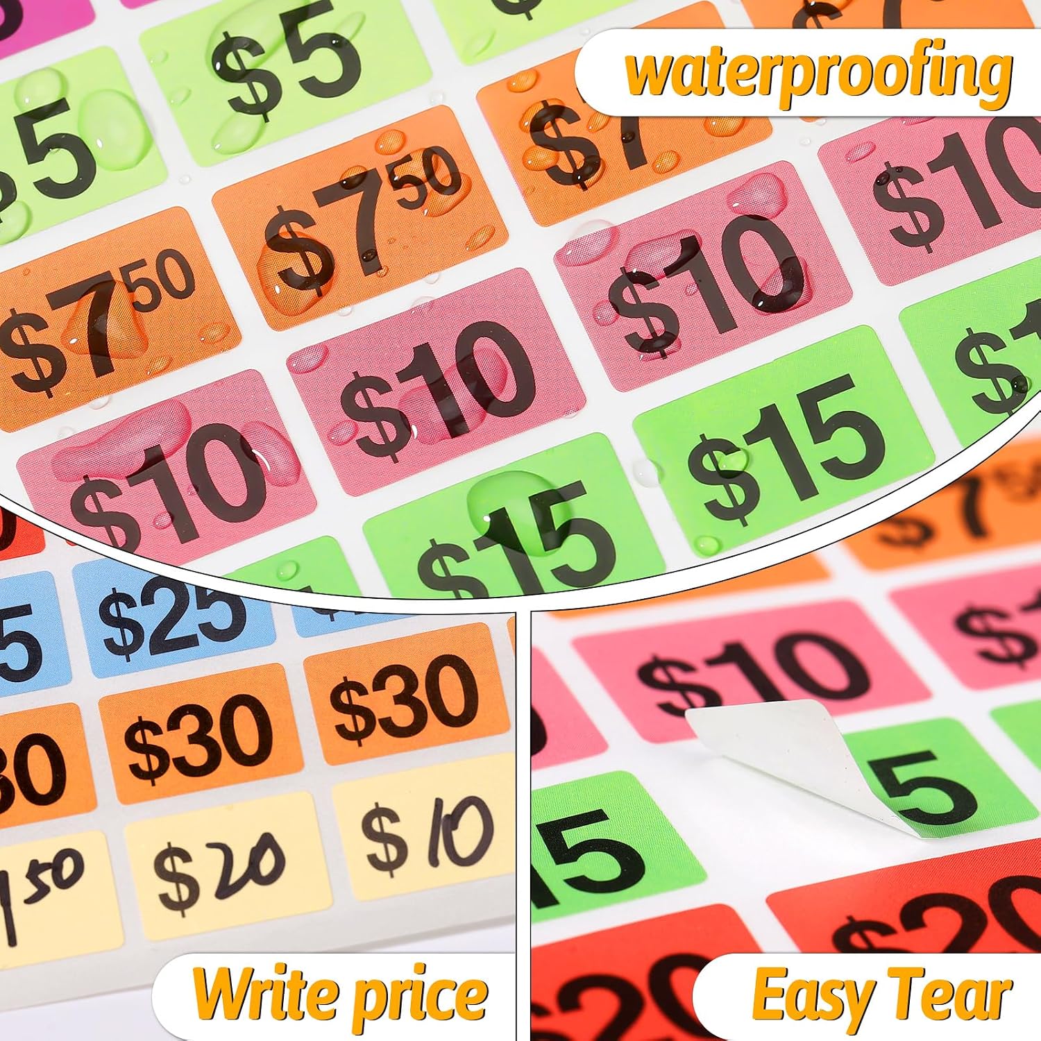 5460 Pcs Garage Sale Stickers, 1/2" X 3/4" Yard Sale Price Tags Stickers Rectangle Preprinted Price Labels for Fle Market Sale