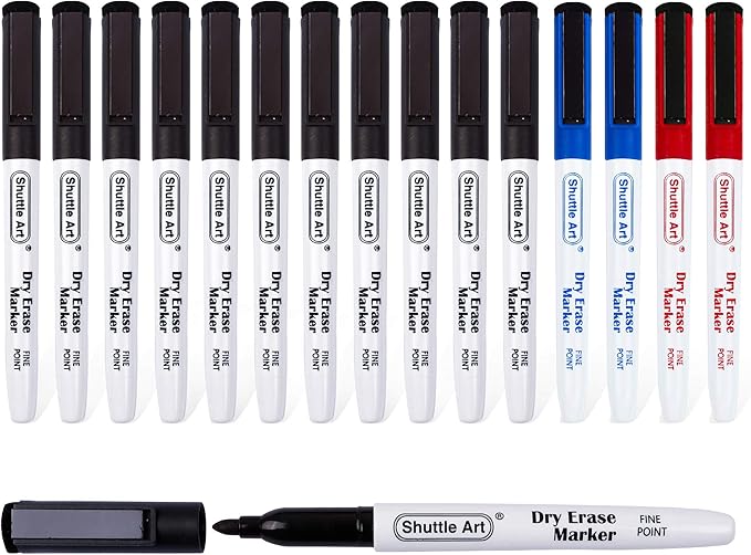 Shuttle Art Dry Erase Markers, 15 Pack 3 Colors Magnetic Whiteboard Markers by ShuttleArt