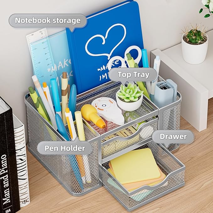 Marbrasse Mesh Desk Organizer, Pen Organizer - Image 2