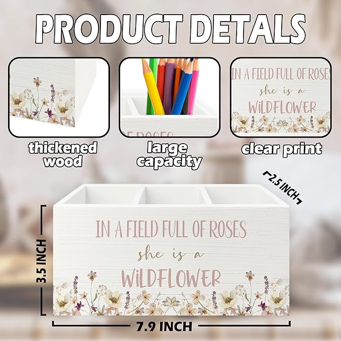XPH Wildflower Nursery Decor Pen Pencil Holder Organizer - Image 7