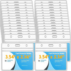 Marspark 300 Pieces Clear Plastic Horizontal Name Badge ID Card Holders by Marspark
