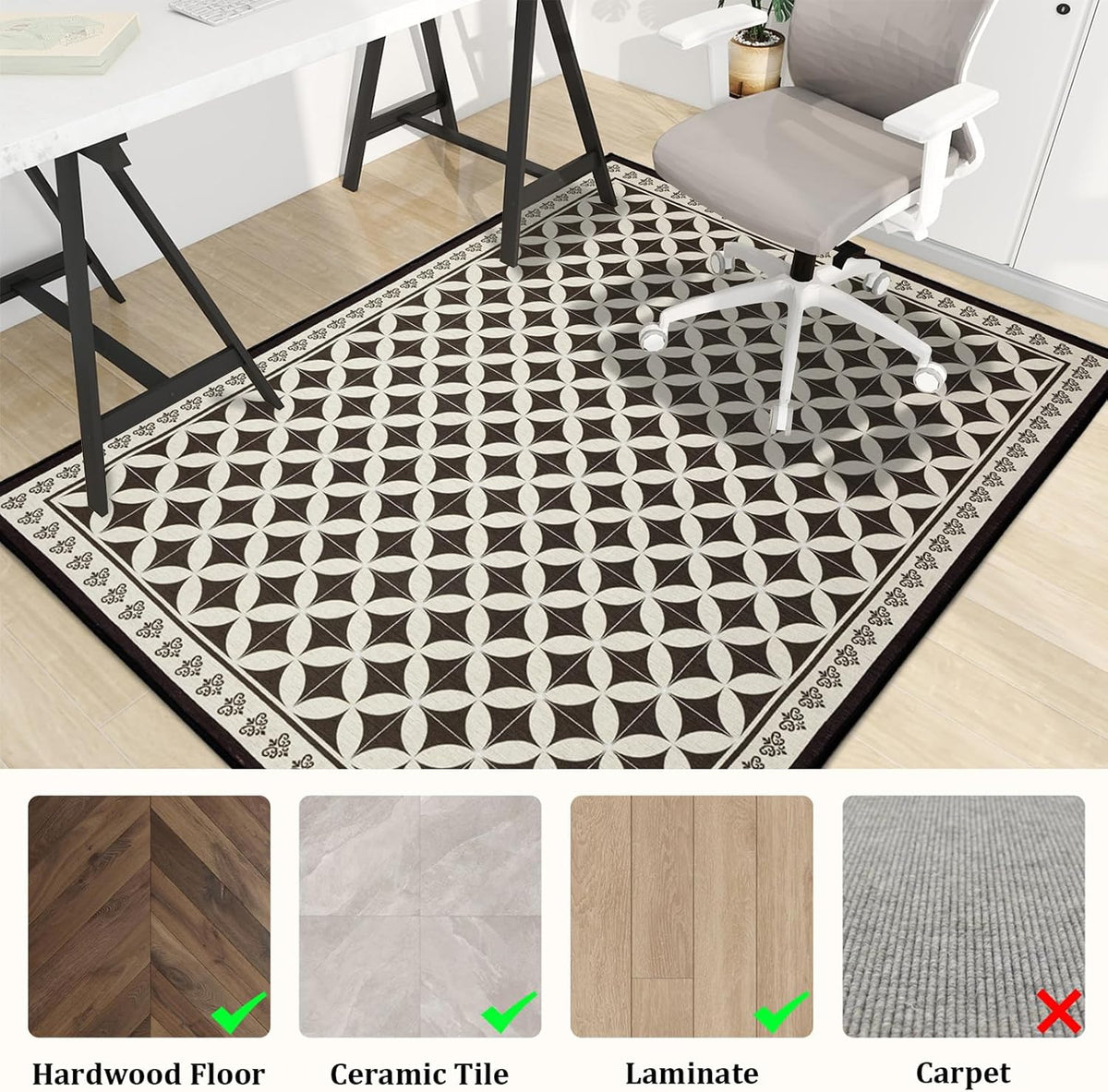 Office Chair Mat for Hardwood Floor, 60"x45" Easy Glide Computer De...