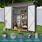 gizoon 6x4 ft outdoor shed, metal garden shed, side view