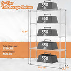 MZG 1750 lbs 5 Tier Storage Rack Metal Wire Shelving Unit, Storage Standing - Image 3