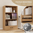 LOKO 4-Tier Bookcase with Storage Drawer, Modern Organizer Display Storage - Image 6