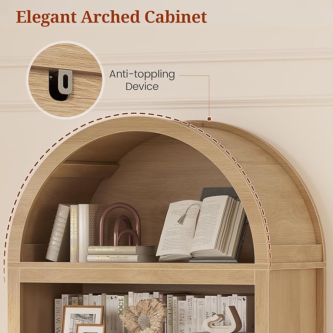 81" Tall Arched Cabinets, Bookcase - Image 4