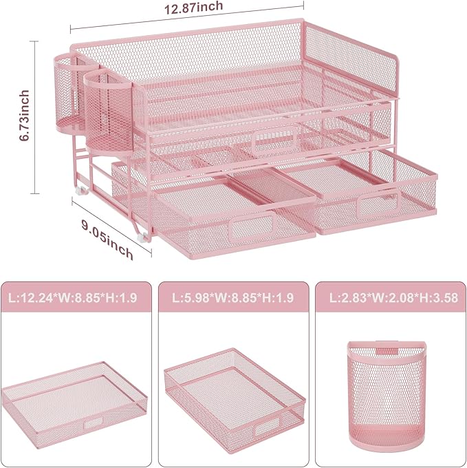 Marbrasse 3 Tier Mesh Desk Organizer - Image 6