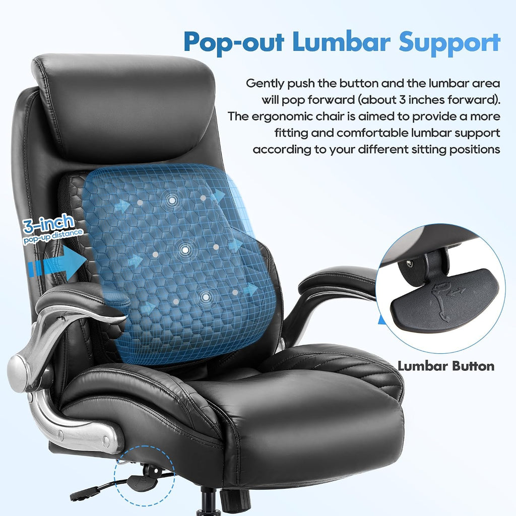 colamy office ergonomic desk high back executive chair showing dimensions