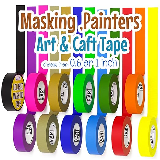 12 Pack Colored Masking Tape, 396 Ft x 0.6 inch Mini Colored Painters Tape - Image 9