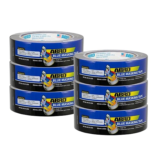 ABRO Blue Painters Tape 1.5 Inch Wide, 36mm x 55M, All Purpose Blue Tape by ABRO