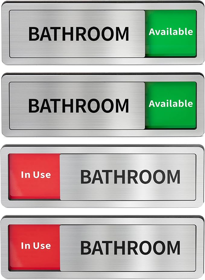 2 Pack Bathroom Door Signs, Restroom Signs by Abudada
