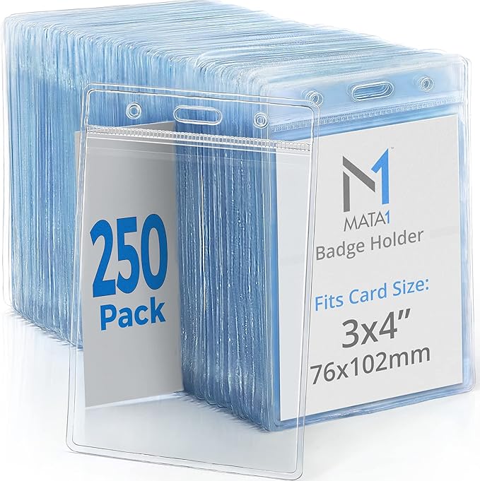 Mata1-USA Plastic Extra-Thick Vertical ID Card Holder, Large Size No Zipper by Mata1