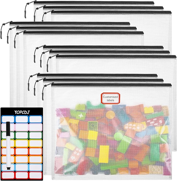 YOPCDJ 12pcs Mesh Zipper Pouch Bags, A4 Puzzle Bag by YOPCDJ