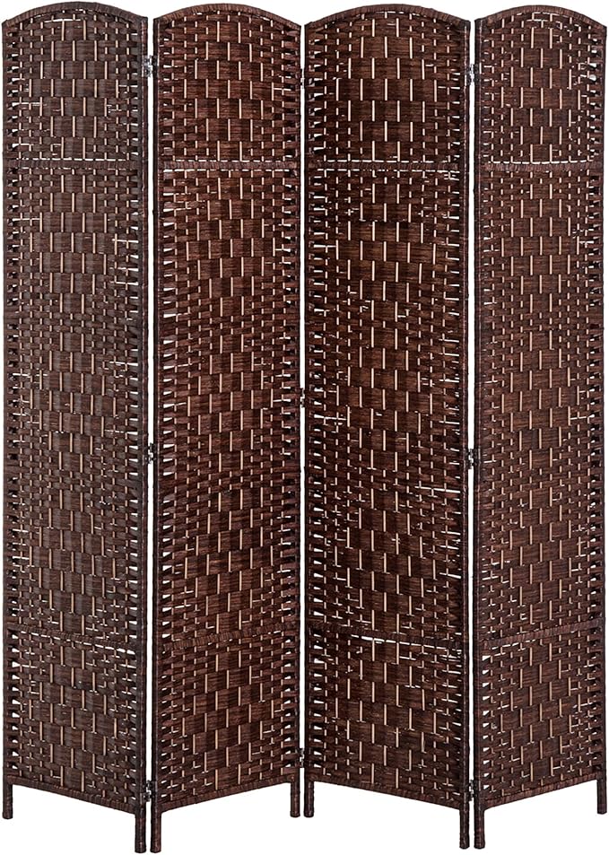 HOMCOM Room Divider, 4 Panel Folding Privacy Screen, 6FT Tall Portable Wicker by HOMCOM
