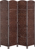 HOMCOM Room Divider, 4 Panel Folding Privacy Screen, 6FT Tall Portable Wicker by HOMCOM