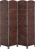 HOMCOM Room Divider, 4 Panel Folding Privacy Screen, 6FT Tall Portable Wicker by HOMCOM