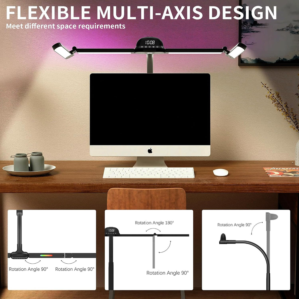 LED Architect Clamp Desk Lamp for Office, Table Light, RGB & Remote