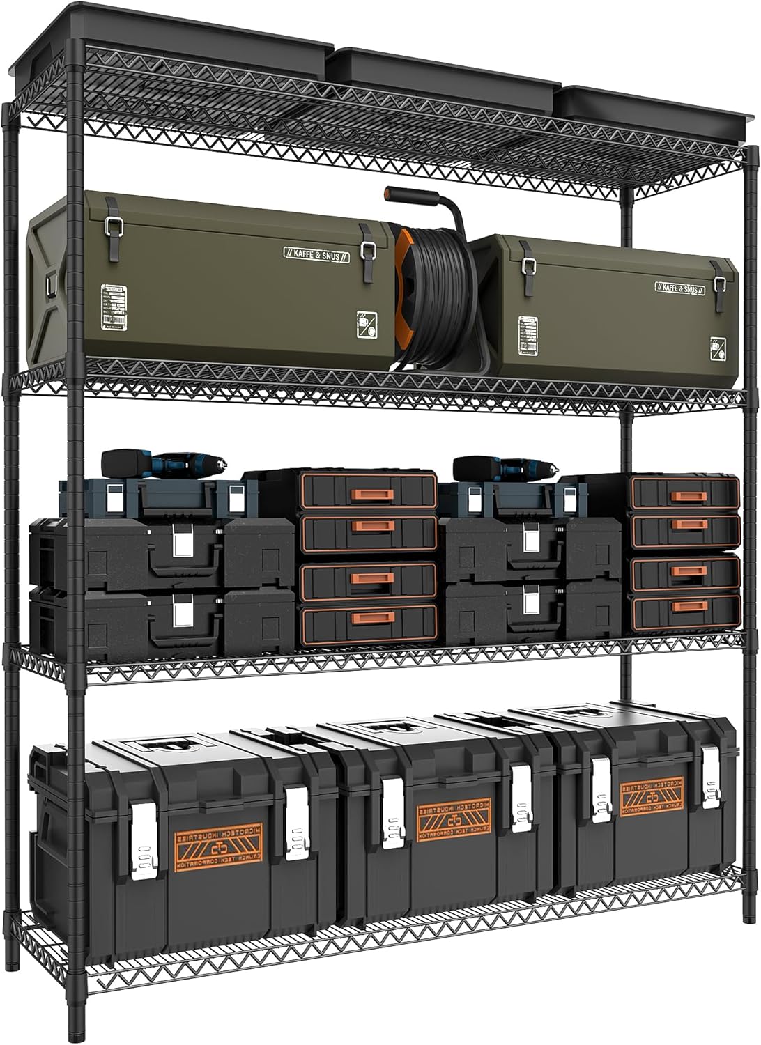 M MZG 4 Tiers Storage Shelves Load 2640LBS, Metal Shelving Wire Metal Shelving