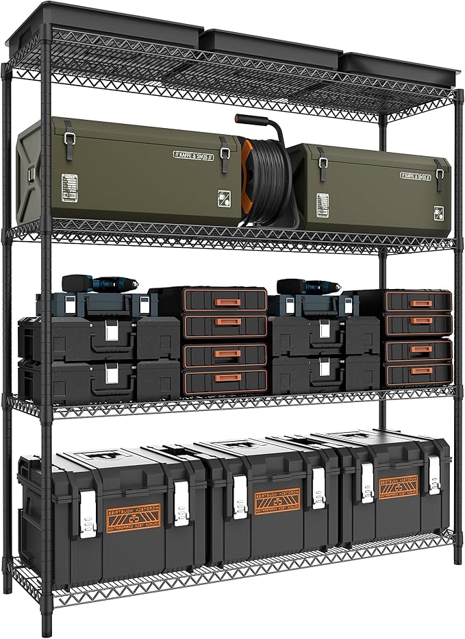 M MZG 4 Tiers Storage Shelves Load 2640LBS, Metal Shelving Wire Metal Shelving by MEIGAOPLASTICANDMETALHKCOLIMITED
