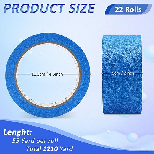 Oleitodh 22 Rolls Blue Painters Tape Bulk 2 inch x 55 Yards, Painters Masking - Image 2
