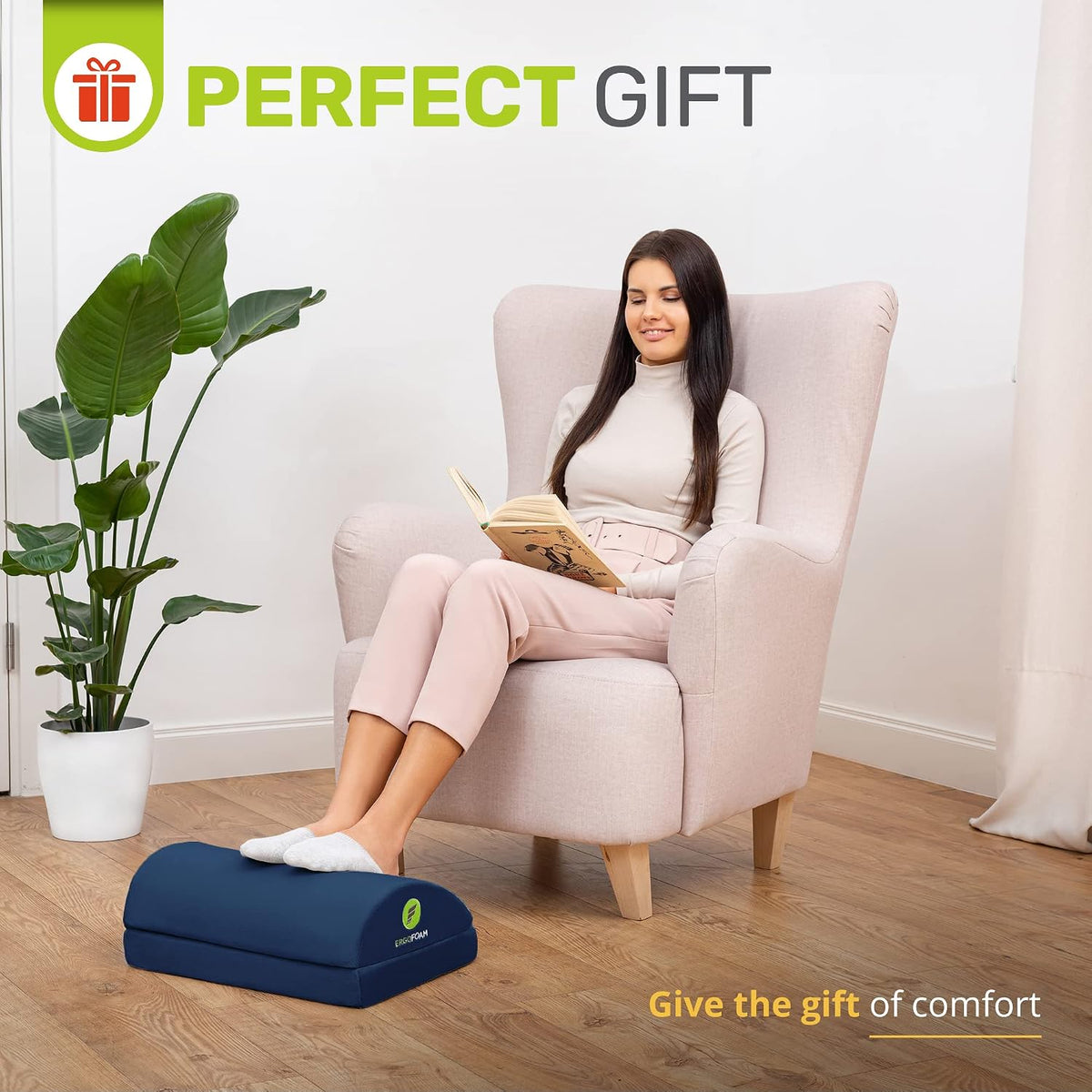 ErgoFoam Foot Rest - Chiropractor-Endorsed Orthopedic Teardrop Design 2in1 Ad...
