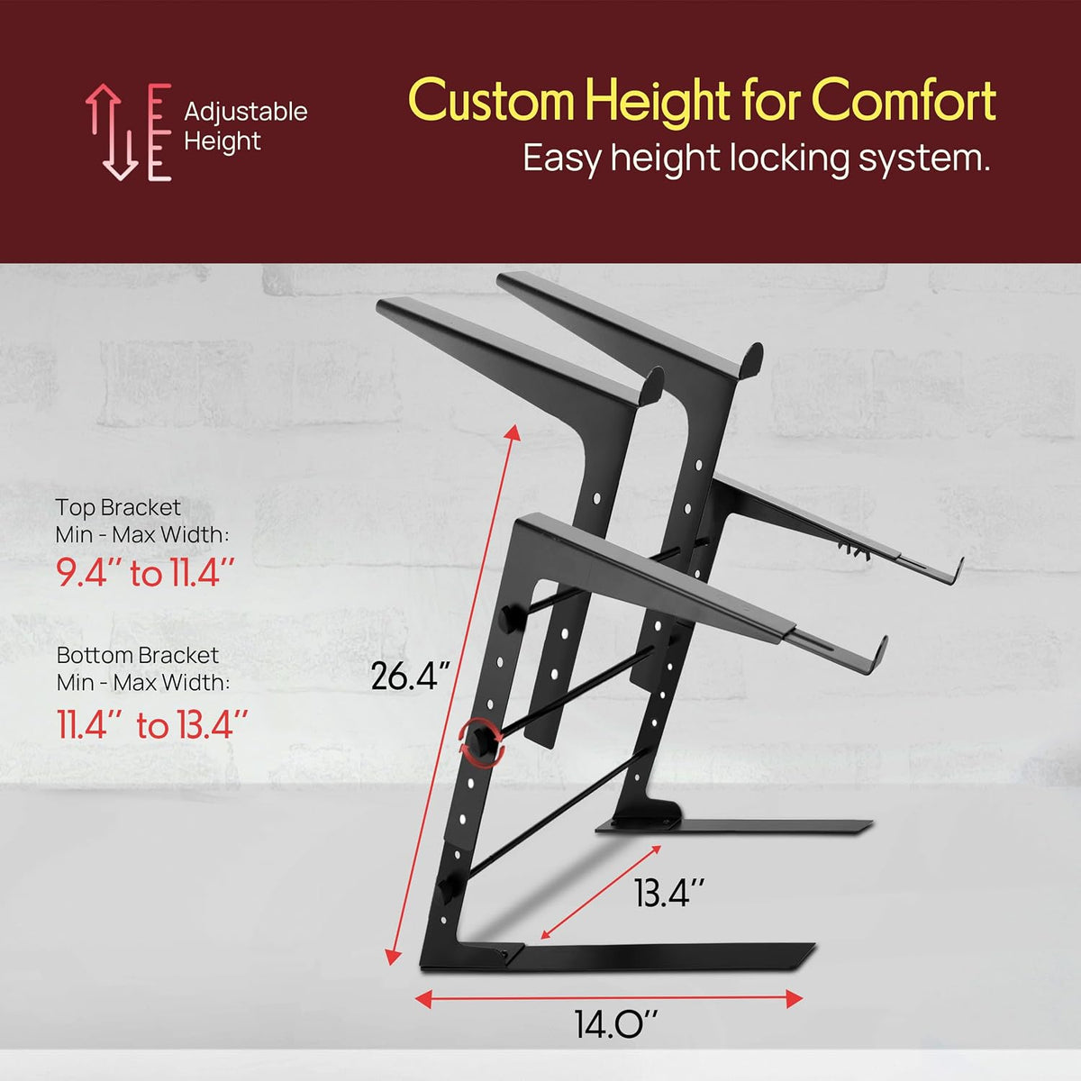 Pyle Portable Dual Laptop Stand - Standing Table with Adjustable Height, Ergo...