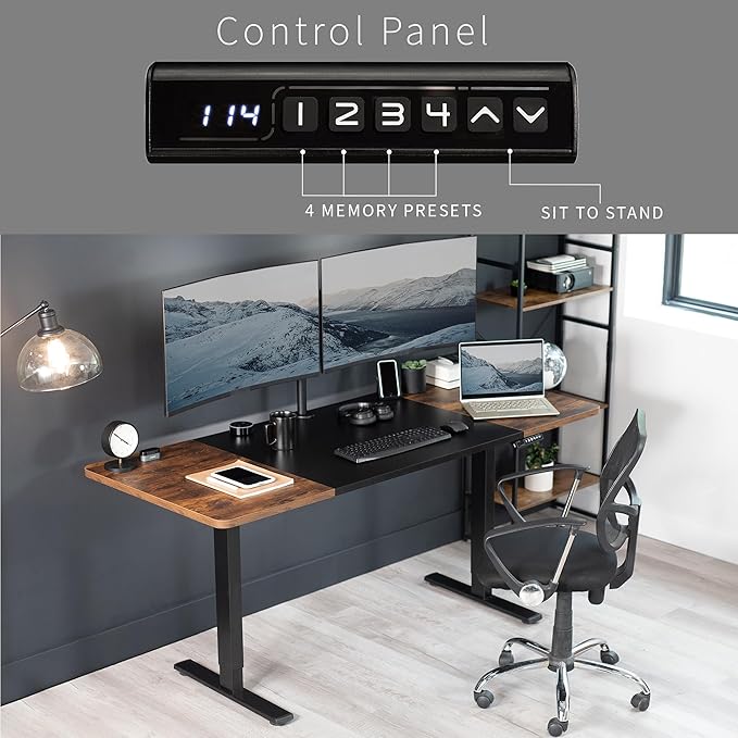VIVO Electric 71 x 30 in Rustic Standing Desk, Memory Height Adjustment - Image 5