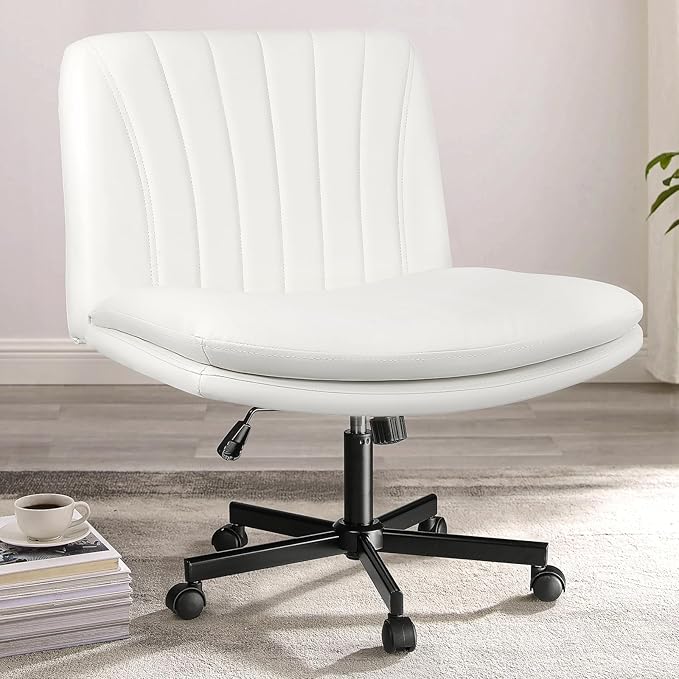 PUKAMI Criss Cross Chair with Wheels, Armless Cross Legged Office Desk Chair by PUKAMI