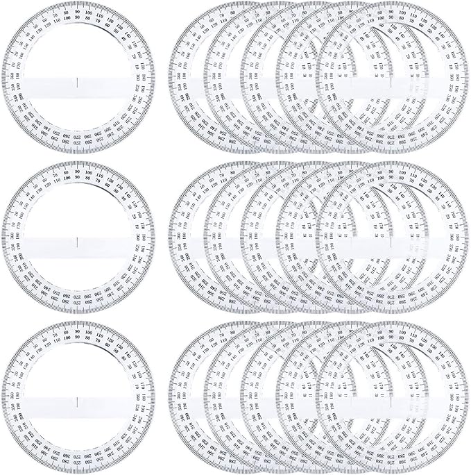 Pack of 24, 360-degree Protractor, 12.5cm Diameter, Crystal Clear by Virginia%27s+Store