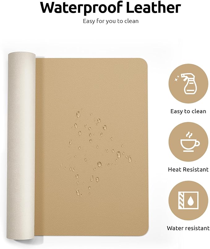 YSAGi Leather Desk Protector, Office Mat, Large Mouse Mat, Non-Slip PU Leather - Image 4