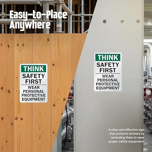 SmartSign - S-2917-AL-14 "Think Safety First - Wear Personal Protective - Image 5