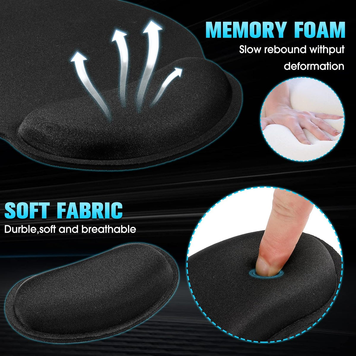 Yunsailing 12 Pcs Ergonomic Mouse Pad and Keyboard with Wrist Support Set Arm...