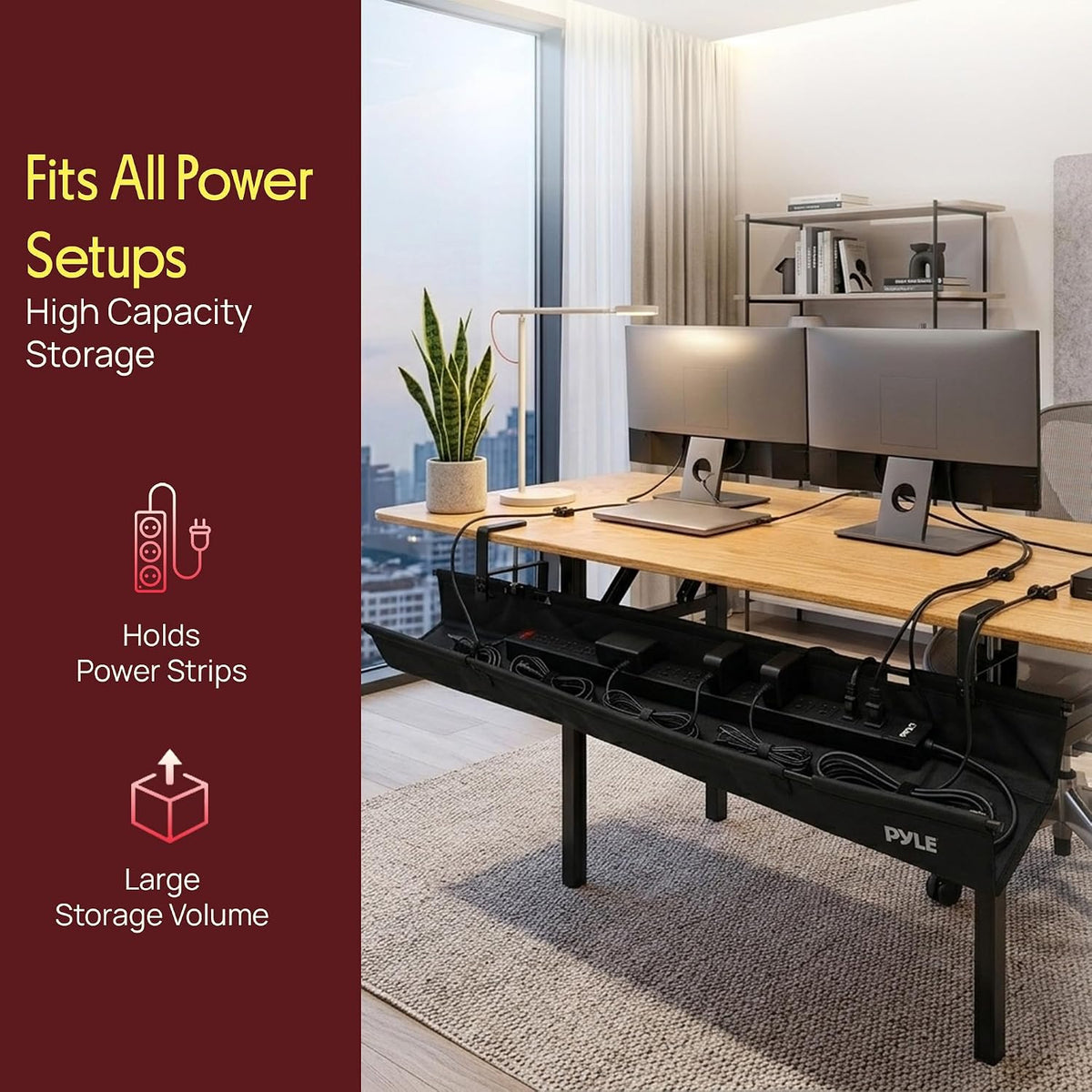Pyle 36" Under Desk Cable Management Tray, Under Desk Wire Organizer wit...