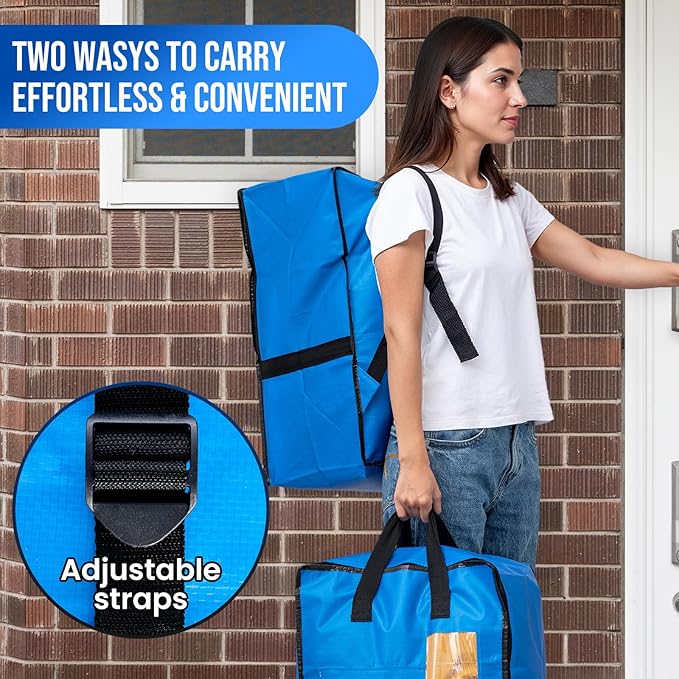 TAILI 2 Pack Blus Moving Bags w/Adjustable Backpack Straps, Moving Supplies - Image 3