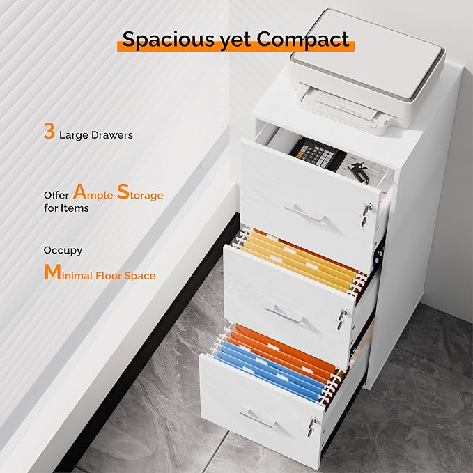 VINGLI 3 Drawer File Cabinet - Image 4